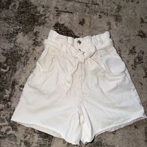 Zara High Waist White Women's Shorts